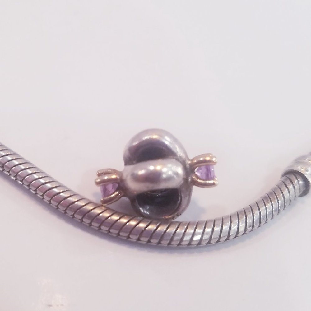 Pandora Two-Tone Pink CZ Cross Over Spacer Charm